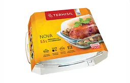 Каструля для запікання прямокутна скляна Termisil 340x220x122 мм з кришкою - мініатюра 3