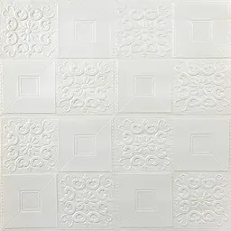 Самоклеюча декоративна стельова стінна 3D панель Sticker Wall 700x700x3мм Білий 114-3 SW-00000697