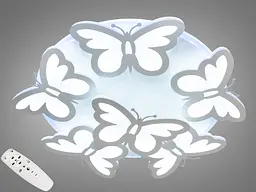 Біла пристельова LED люстра метелики з пультом та підсвіткою, 105W