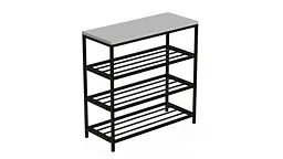 Полиця для взуття Слайм 3 Ferrum-decor 635x630x260 Чорний метал ДСП Білий 16 мм (FRD-105156) - мініатюра 2