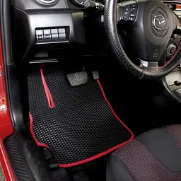 Килимки у салон EVA для Mazda 3 I 2003-2009 SD/HB з підп'ятником Чорні-Бежевий кант 5 шт - мініатюра 2