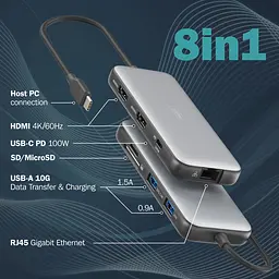 Digitus Док-станція DIGITUS USB-C > 2xHDMI/2xUSB-A/USB-C/SD/MicroSD/RJ54 - мініатюра 5
