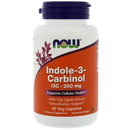 Трави Now Foods Індол 3 карбінолу (I3C) 200 мг, 60 желатинових капсул (NOW-03056)