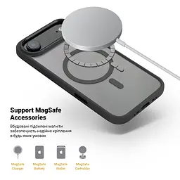 Чехол Apple iPhone 17 Air, Unit MagSafe, черный, прозрачный, магсейф, противоударный, магнитный, панель-накладка с поддержкой MagSafe, с поддержкой беспроводной зарядки, TPU+PC, защита всего корпуса, ударопрочный, ArmorStandart (ARM86305) - мініатюра 4