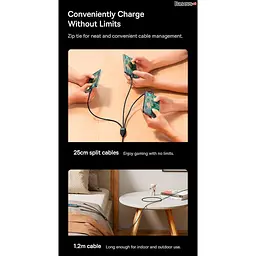 Кабель Baseus Flash Series Ⅱ 3-in-1 Cable USB to MicroUSB+Lightning+Type-C 100W 1.2m CASS030003 Blue - мініатюра 10