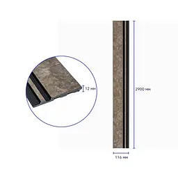Рейка декоративна Wall Sticker PS 2900х120х12 мм Сіро-коричневий із золотими вкрапленнями SW-00002138 - мініатюра 3