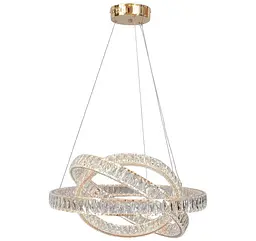 Підвісна світлодіодна люстра-сфера Artlight 569/600GD золота з кришталевими кільцями, що перетинаються, пультом і диммером - мініатюра 3