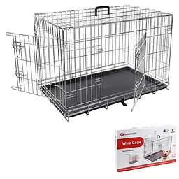Flamingo Wire Cage фламинго клітка для собак двохдверна з ручкою та висувним піддоном 93х57х62 см