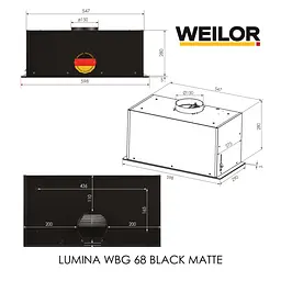 Витяжка повновбудована WEILOR LUMINA WBG 68 BLACK MATTE - мініатюра 17