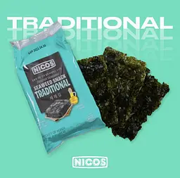Чіпси з морських водоростей Nicos Seaweed Snack Traditional Flavor 4г - мініатюра 2