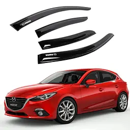 Дефлектори вікон вітровики Mazda 3 2013-2019 Седан Хечбек Скотч 3M (Voron Glass) VM20411