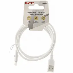 Кабель Havit HV-CB6283 2.4A USB - Lightning 1 м білий (HV-CB6283) - мініатюра 4