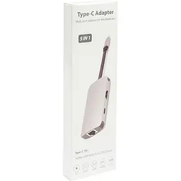 USB-Хаб PowerPlant USB-C CA911691 USB-C-2хUSB3.0, HDMI, RJ45, USB-C (CA911691) - мініатюра 2