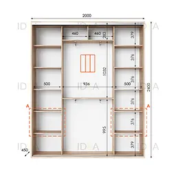 Шафа-купе Idea серія 3 200 x 45 x 240 см Дуб сонома Дзеркало - мініатюра 2