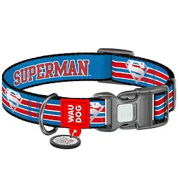 Нашийник для собак Waudog Nylon з QR паспортом Супермен Ретро р.XL 25 мм 37-58 см (283-1082)