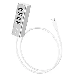 Адаптер хаб Hoco Type-C - на 4 Usb 2.0 Line machine HB1 silver 6931474717900 - мініатюра 2