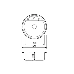 Кухонна мийка Adamant Fine Ø470x190 чорний металік 194223, Чорний - мініатюра 2
