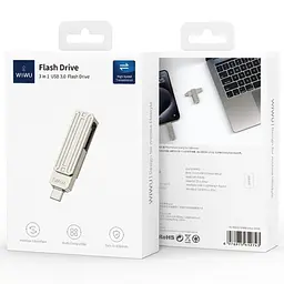 Флеш-накопичувач WIWU Wi-FD001 3in1 (USB-A/C/L) USB 3.0 — 32GB Silver - мініатюра 6