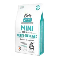 Сухий корм Brit Care GF Mini Light & Sterilised для дорослих собак дрібних порід із зайвою вагою або стерилізованих, з кроликом і лососем 2 кг (арт.170785/521067)