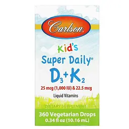 Вітамін D3 та D3+K2 для дітей Kid's Super Daily D3 + K2 10.16 ml Carlson vit0006348