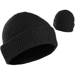Шапка в'язана з відворотом Mil-Tec Acrylic Watch Cap Black Чорна 12132002