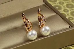 Сережки Xuping Jewelry бурулька з перлиною 1,5 см золотисті - мініатюра 2