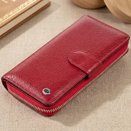 Вертикальний місткий гаманець зі шкіри ST Leather 19307 бордовий