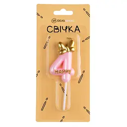 Свічка-цифра 4 рожева 6 см