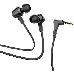 Навушники Hoco M86 Oceanic universal earphones with mic з плоским чорним кабелем - мініатюра 2