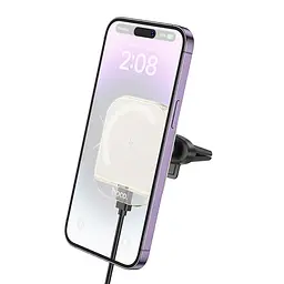 Автотримач з БЗП Hoco HW17 Crystal (air outlet) White