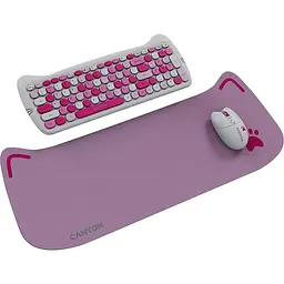 Комплект (Клавіатура та Миша) CANYON HSET-W6 EN Kitty Edition AAA+АА Wireless Pink - мініатюра 2