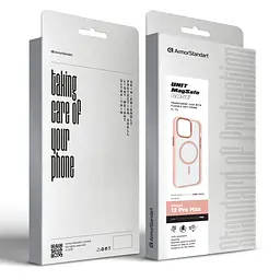 Чехол Apple iPhone 12 Pro Max, Unit MagSafe, розовый, прозрачный, MagSafe, противоударный, магнитный, панель-накладка с поддержкой MagSafe, с поддержкой беспроводной зарядки, TPU+PC, защита всего корпуса, ударопрочный, ArmorStandart (ARM75223) - мініатюра 2