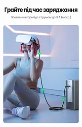 Кабель для VR-гарнітур UGREEN US551 Довжина 5 м USB-C на USB-C з прямим і кутовим штекерами Заряджання за PD 3.0 до 60 Вт Передавання даних до 5 Гбіт/с Для Oculus Quest і Quest 2 Заряджання гарнітури під час гри Темно-сірий колір і сріблясті корпуси штекерів (90629) - мініатюра 6
