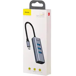 Мультипортовий адаптер USB Хаб Baseus Enjoy series Type-C to 3xUSB3.0+RJ45 CAHUB-M0G Grey - мініатюра 6
