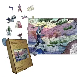 Дерев'яний фігурний пазл puzzlean Майстер Клинка, А3, Дерев'яна коробка 200 елементів