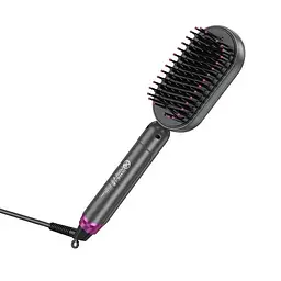 Електрична щітка-випрямляч HOCO HP44 Electric straightening hair comb з дисплеєм 40Вт Рожевий - мініатюра 2