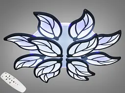 Люстра стельова LED Diasha 8028/8+4BK, 180W, 3200K-6000K, чорний метал, сучасний стиль для дому