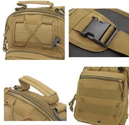 Сумка чоловіча через плече EDC, койот песочний, 5 л, водонепроникна, з системою Molle - мініатюра 4