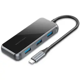 Концентратор Vention 5 в 1 Type-C-HDMI-USB-PD 3USB 3.0 4K 60Hz 87W 0.15m Black (TFBHB)