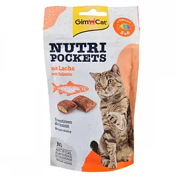 Вітамінні ласощі для котів GimCat Nutri Pockets Лосось + Омега 3 і Омега 6 повсякденний 60 г