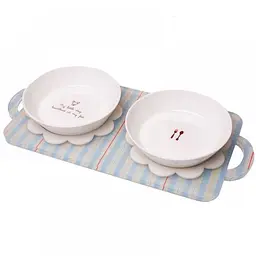 Керамічні миски для собак та котів на блакитній підставці "BonBon Tray Kit" Berry Blu Oops zoo0006131