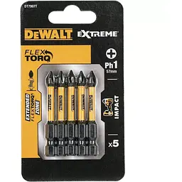 Набір біт DeWALT IMPACT TORSION, ударні, Philips, Ph1, L=57 мм, 5 шт (DT7997T)
