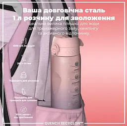 Пляшка для води ION8 1000 мл BPA Free Times To Drink (ЕКО пляшка) Periwinkle &amp;Rose (I8RF1000PPRMOT) - мініатюра 6