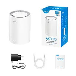 Маршрутизатор WiFi Mesh-система WiFi 6 2.5G Cudy M3000 V2.0 White (1-Pack) дводіапазонний AX3000 (73-00549) - мініатюра 3