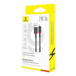 Кабель Baseus Dura Series Cable USB to Lightning 2.4A 1m P10377801U01-01 Black-Red - мініатюра 4