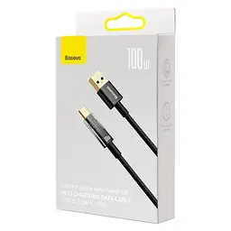 Кабель Baseus Explorer Series Auto Power-Off Fast Charging Data Cable USB to Type-C 100W 2m CATS000301 Black - мініатюра 6