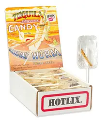 Льодяник із комахою Hotlix Tequila Flavored Lollipop with Real Worm Sugar-Free 28г - мініатюра 4