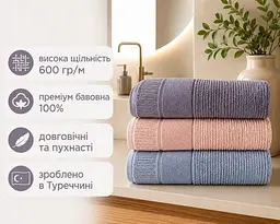 Набір турецьких махрових рушників Cestepe MicroCotton Premium 3 штуки 70x140 Nevara щільність 600 г/м2 - мініатюра 2