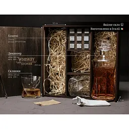 Подарунковий набір віскі Whiskey Stones з камінням для віскі в дерев'яному пеналі №3 + декантер і 2 склянки + щипці + мішечок - мініатюра 7
