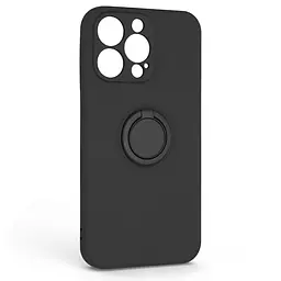 Силиконовый чехол для Apple iPhone 13 Pro, Icon Ring, черный, панель-накладка, с кольцом-подставкой на 360°, противоударный, возможность использования магнитных держателей, ArmorStandart (ARM68663)